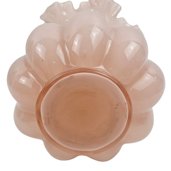 Vintage Fenton Art Glass Dusty Rose Pink Melon Vase Double Crimped Ruffle - Picture 9 of 9